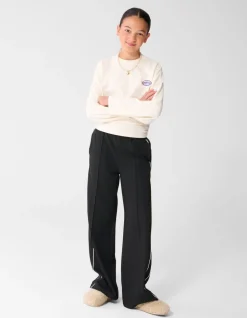 Piping Wide Leg Fit Broek Zwart