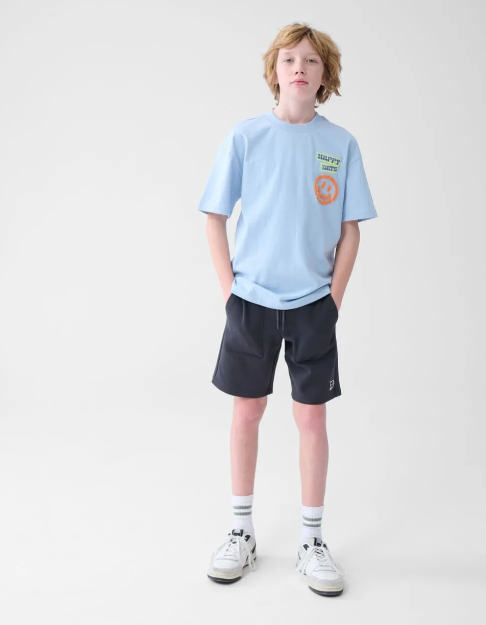 Pique Label Short Donkergrijs