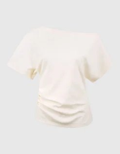 Pleated One Shoulder Top Gebroken Wit By Fred