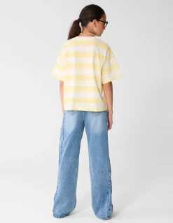 Pleated Wide Leg Fit Jeans Blauw