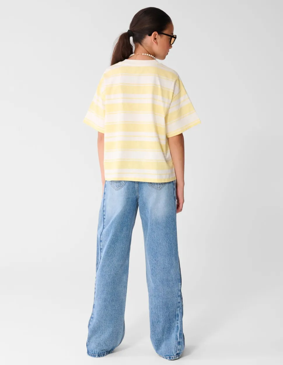 Pleated Wide Leg Fit Jeans Blauw