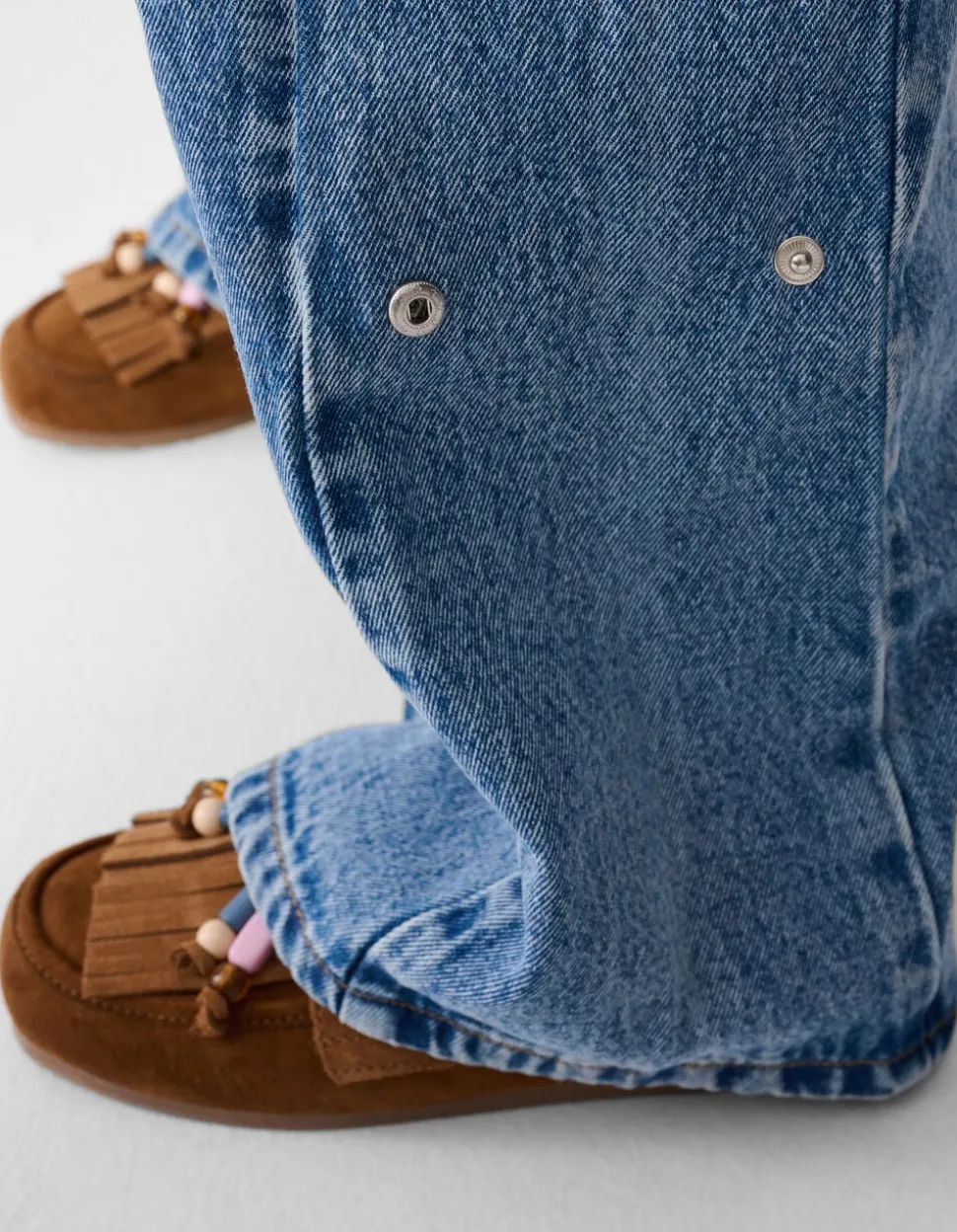 Pleated Wide Leg Fit Jeans Blauw