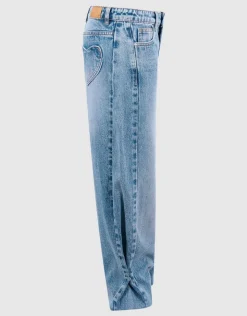 Pleated Wide Leg Fit Jeans Blauw