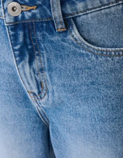 Pleated Wide Leg Fit Jeans Blauw