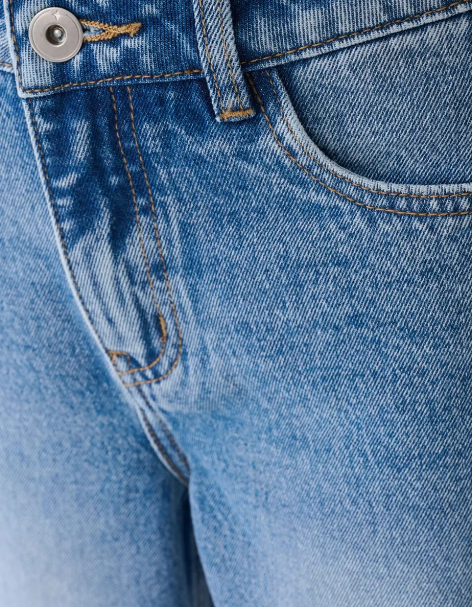 Pleated Wide Leg Fit Jeans Blauw