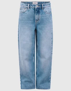Pleated Wide Leg Fit Jeans Blauw