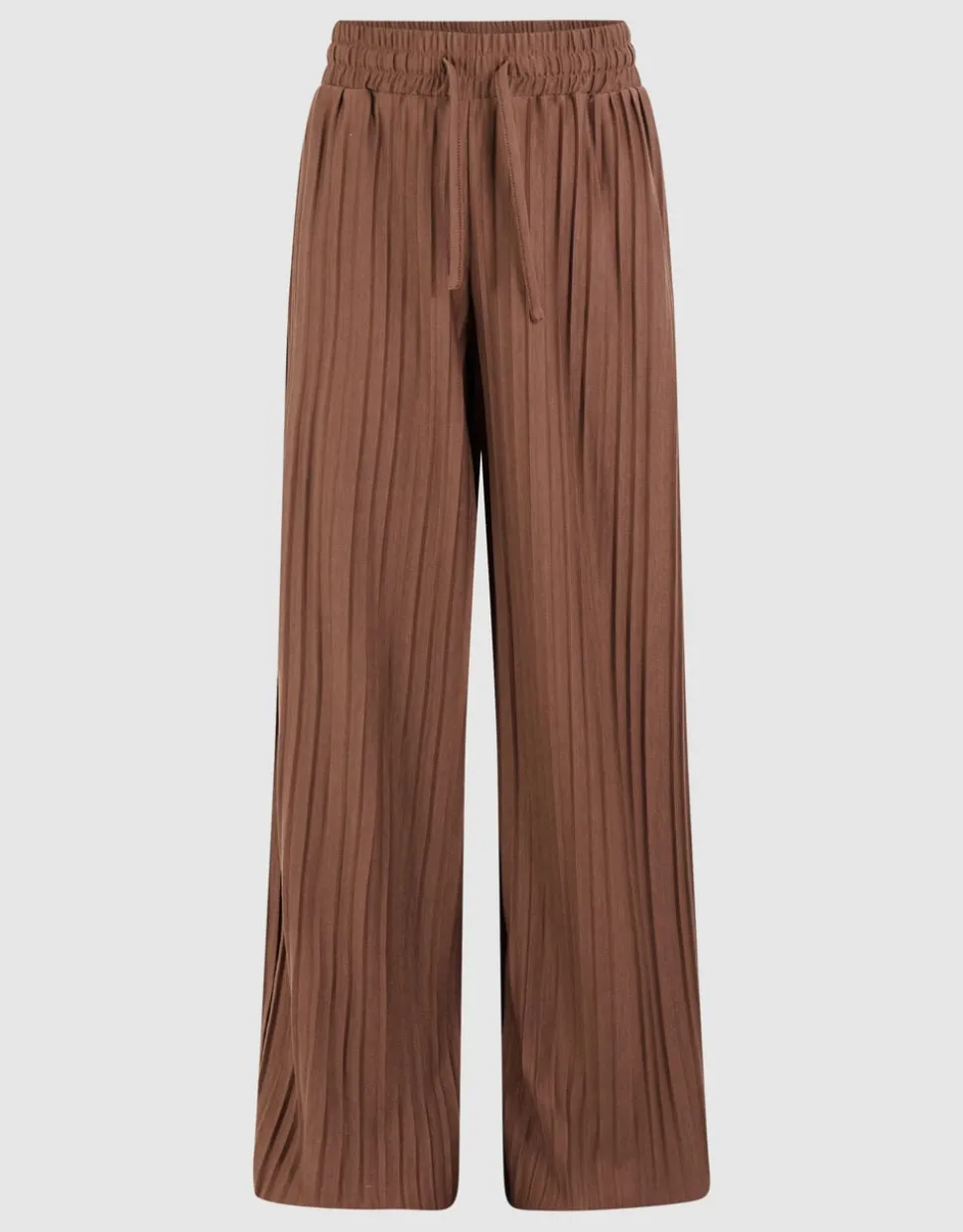 Plissé Wide Leg Broek Bruin