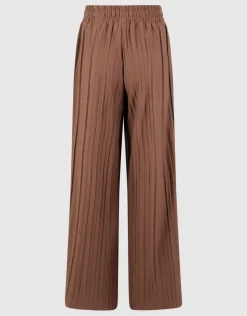 Plissé Wide Leg Broek Bruin