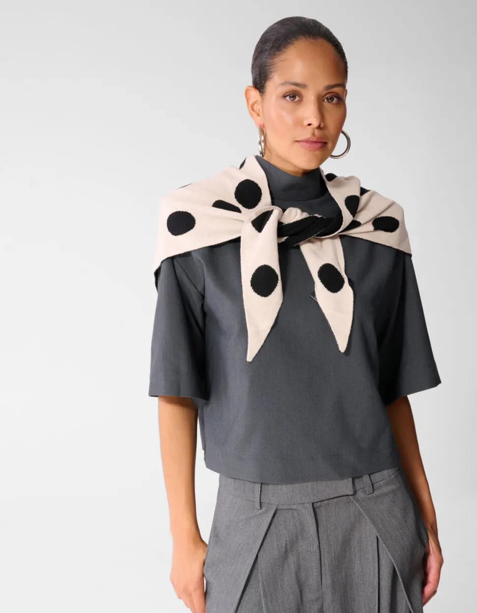 Polkadot Triangel Sjaal Zwart/Wit