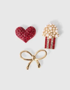 Popcorn Broche Set Rood