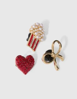 Popcorn Broche Set Rood