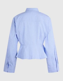 Poplin Peplum Blouse Blauw