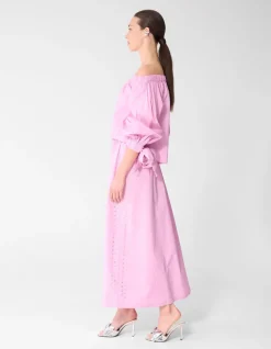 Poplin Studs Maxi Rok Roze