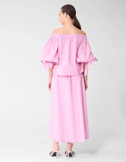 Poplin Studs Maxi Rok Roze