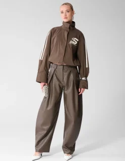 Poplin Track Blouse Donkerbruin