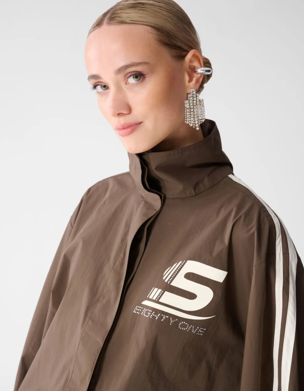 Poplin Track Blouse Donkerbruin