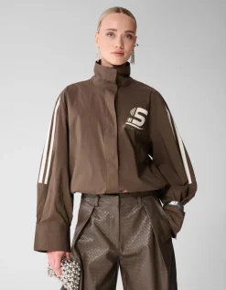 Poplin Track Blouse Donkerbruin