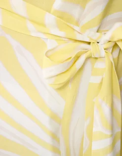 Printed Kimono Maxi Jurk Lichtgeel