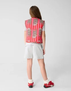 Quilted Leopard Gilet Roze