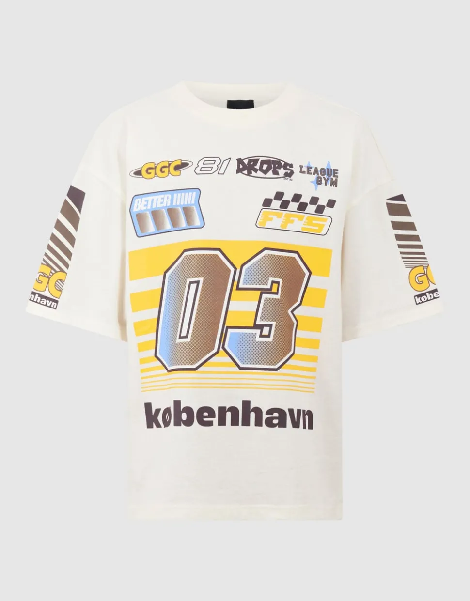 Race Artwork T-shirt Gebroken Wit