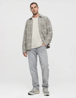 Relaxed Fit Check Overshirt Lichtgroen