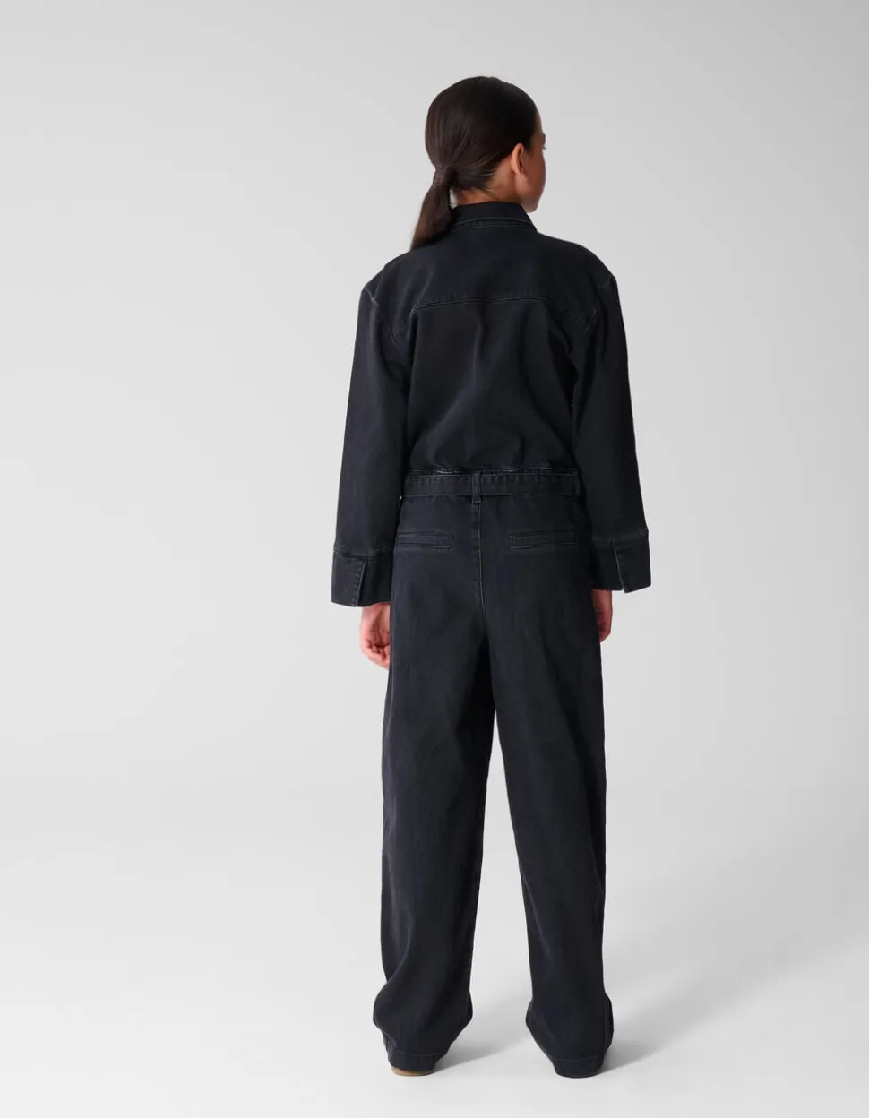 Relaxed Fit Denim Jumpsuit Zwart