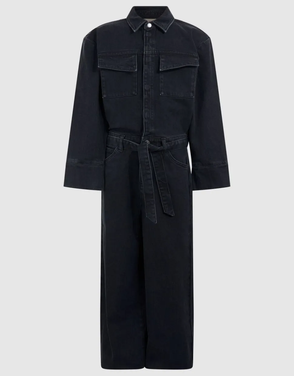 Relaxed Fit Denim Jumpsuit Zwart