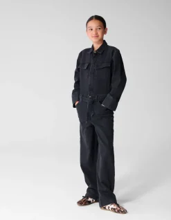 Relaxed Fit Denim Jumpsuit Zwart