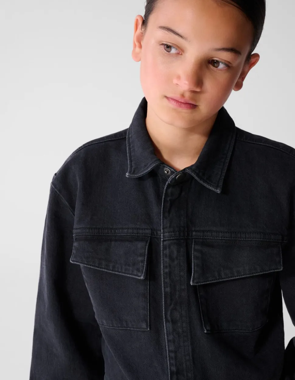 Relaxed Fit Denim Jumpsuit Zwart