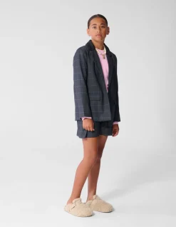 Relaxed Fit Ruiten Blazer Donkergrijs