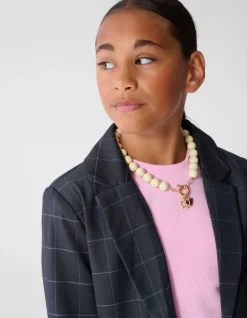 Relaxed Fit Ruiten Blazer Donkergrijs
