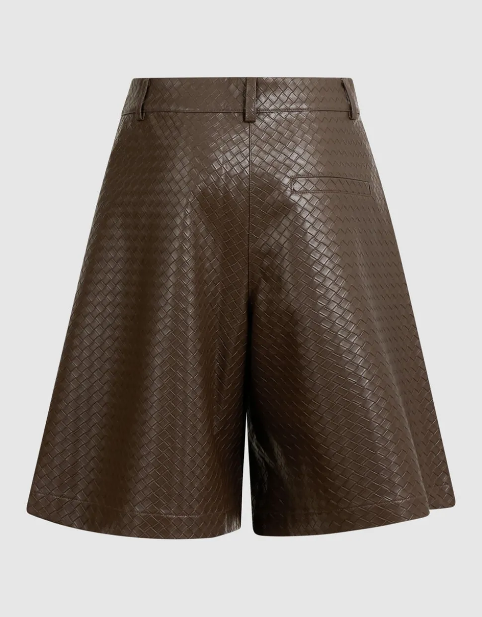 Relaxed Fit Vegan Leren Braided Short Donkerbruin