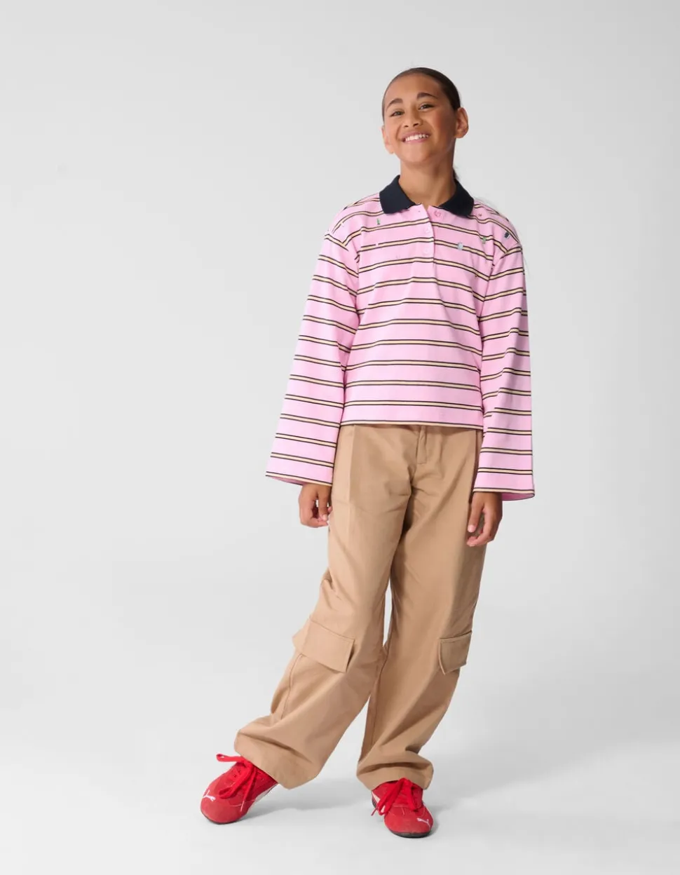 Rhinestone Longsleeve Polo Roze