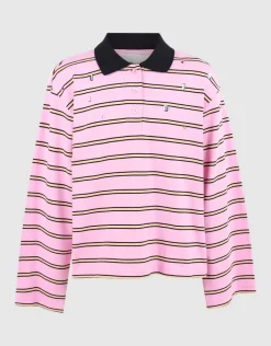 Rhinestone Longsleeve Polo Roze