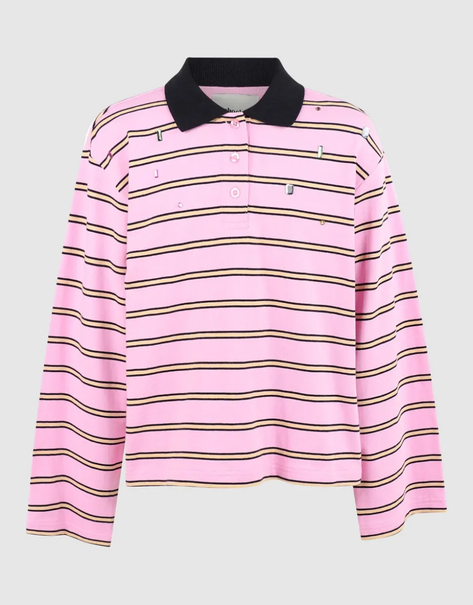 Rhinestone Longsleeve Polo Roze