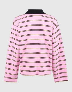 Rhinestone Longsleeve Polo Roze