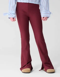 Rib Flared Fit Legging Donkerrood