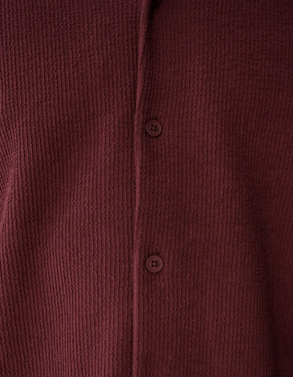 Rib Overhemd Donkerrood