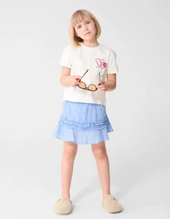 Ruffle Heart Mini Rok Lichtblauw