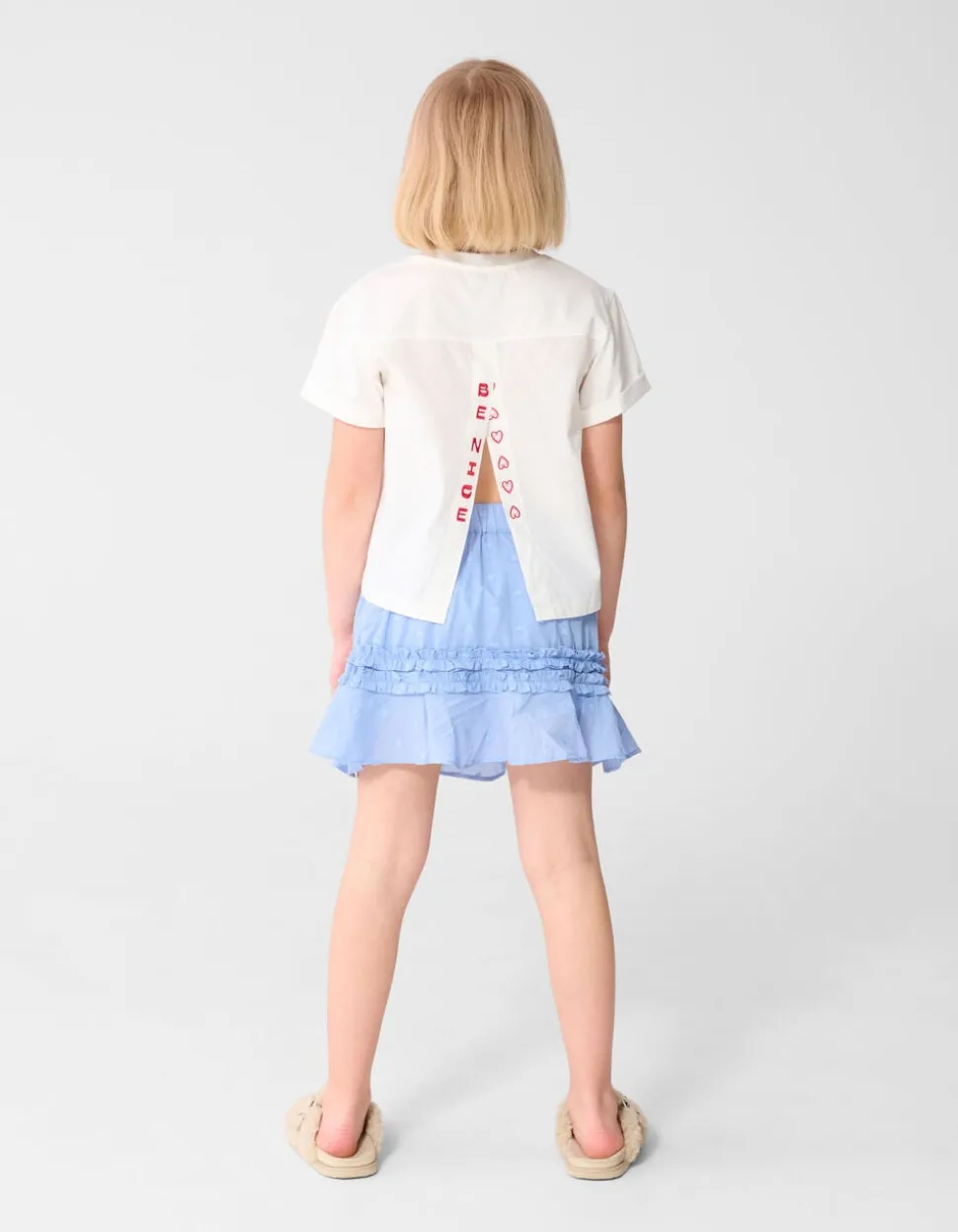 Ruffle Heart Mini Rok Lichtblauw