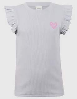 Ruffle Heart Top Lichtgrijs