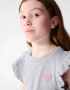 Ruffle Heart Top Lichtgrijs
