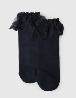 Ruffle Kant Sokken Zwart