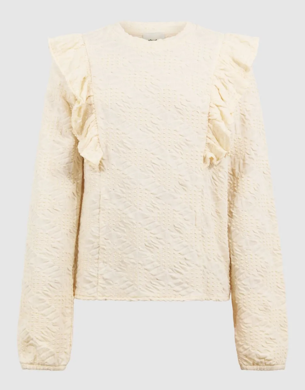 Ruffle Longsleeve Top Gebroken Wit