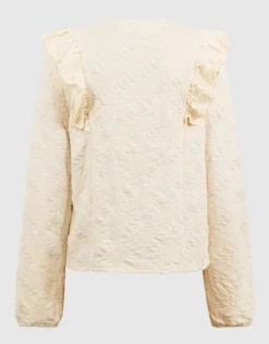 Ruffle Longsleeve Top Gebroken Wit