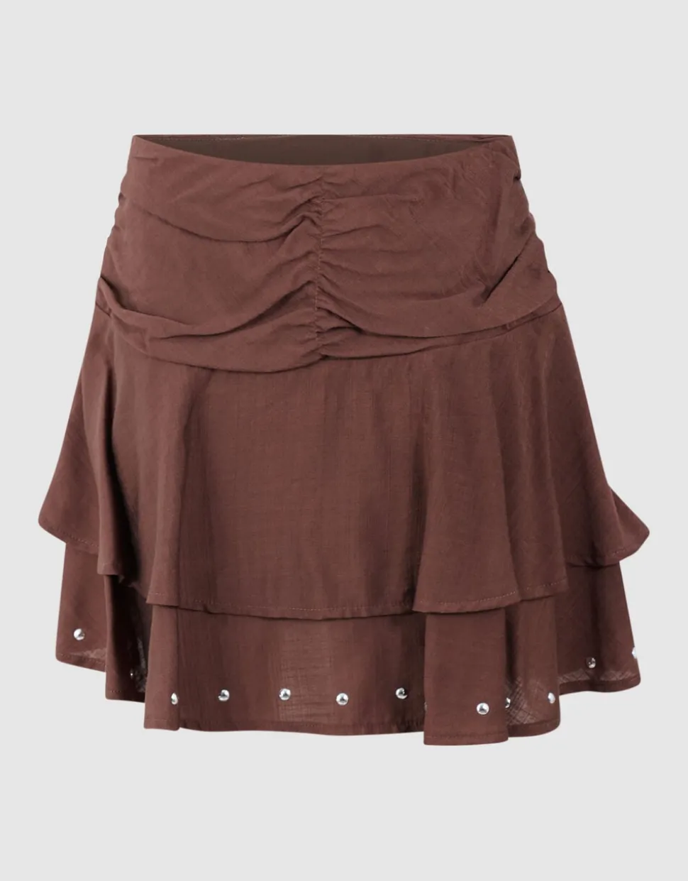 Ruffle Stud Rok Bruin
