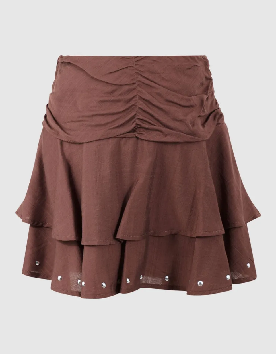 Ruffle Stud Rok Bruin