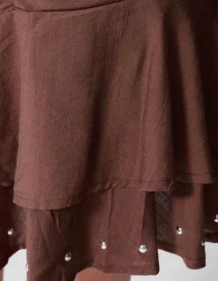 Ruffle Stud Rok Bruin