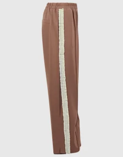 Ruffle Tape Wide Leg Fit Broek Bruin