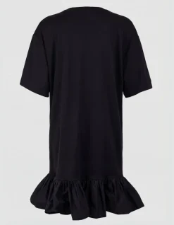 Ruffle T-shirt Mini Jurk Zwart